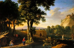 Święta Rodzina w pejzażu, ok. 1640 (olej na płótnie) autorstwa Herman van Swanevelt