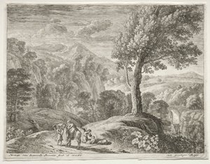 Wielkie Drzewo i Kaskada, c. 1652-1654. autorstwa Herman van Swanevelt