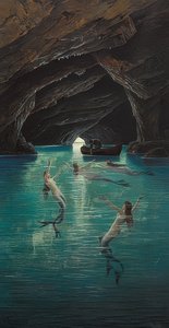 Rybak i syreny w Błękitnej Grocie na Capri