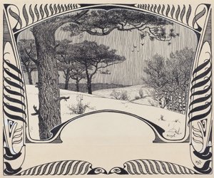 Zimowy krajobraz w granicach Jugendstil autorstwa Hermann Hirzel