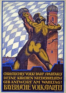 Plakat kampanii wyborczej Bawarskiej Partii Ludowej (kolor lito) autorstwa Hermann Keimel