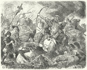 Armia Hunów odparta na polu bitwy autorstwa Hermann Vogel