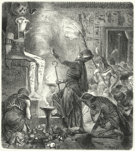 Młody egipski faraon w świątyni autorstwa Hermann Vogel
