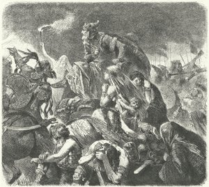 Hun Attila po decydującym ataku Wizygotów w bitwie pod Chalons, 451 autorstwa Hermann Vogel