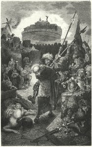 Niemieccy landsknechci plądrują Rzym, 1527 autorstwa Hermann Vogel