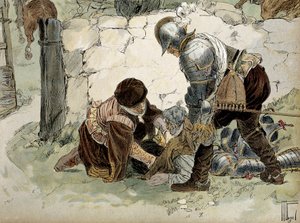 Henryk IV (1553-1610) ranny podczas zwiadu w Aumale przeciwko armii Mayenne. Ilustracja Hermanna Vogla (1856-1918) w „”Henri IV”” autorstwa Hermann Vogel