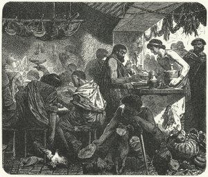Scena w tawernie w starożytnym Rzymie autorstwa Hermann Vogel