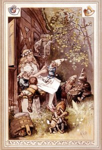 Królewna Śnieżka i Siódemka Krasnoludków. Ilustracja autorstwa Hermanna Vogel