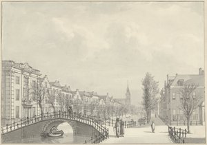 Widok Rapenburga w Lejdzie z Nieuwsteegbrug, 1807 autorstwa Hermanus Numan (signed by artist)