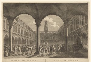 Widok na dziedziniec Beurs van Hendrick de Keyser Widok Giełdy, w Amsterdamie / Vue de la Bourse, à Amsterdam (tytuł na obiekcie) autorstwa Hermanus Petrus Schouten (possibly)