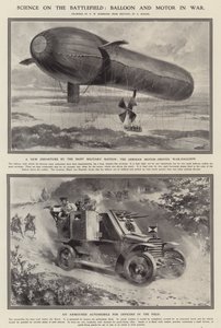 Nauka na polu bitwy: balon i silnik w wojnie (litografia) autorstwa Hermanus Willem (after) Koekkoek