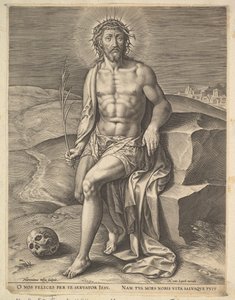 Chrystus siedzący na zimnym kamieniu przed ok. godz. 1586.