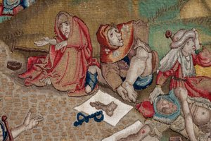 Gobelin inspirowany twórczością Hieronima Boscha, ok. 1560 r. (złoto, srebro, jedwab i wełna)
