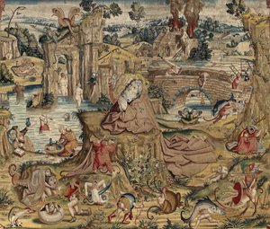 Gobelin inspirowany twórczością Hieronima Boscha, ok. 1560 r. (złoto, srebro, jedwab i wełna)