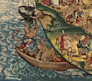 Tapeçaria inspirada na obra de Hieronymus Bosch, c.1560 (ouro, prata, seda e lã)polonês