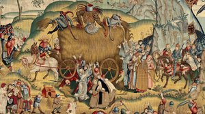 Gobelin inspirowany twórczością Hieronima Boscha, ok. 1560 r. (złoto, srebro, jedwab i wełna)
