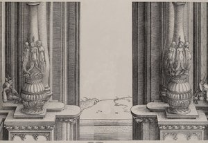 Środkowy odcinek wejścia do portalu centralnego, kolumny ozdobione syrenami ..., 1515. autorstwa Hieronymus Andreae