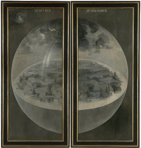 Ogród rozkoszy ziemskich. Tryptyk, tył: Kreacja. Około 1500-05 autorstwa Hieronymus Bosch