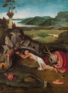 Św. Jerome na pustyni. Około 1490 r. autorstwa Hieronymus Bosch