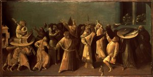 Karnawałowa bitwa z postem autorstwa Hieronymus Bosch
