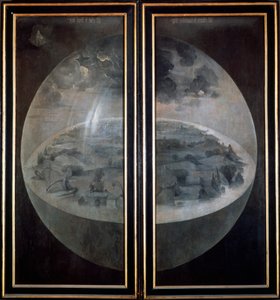 Stworzenie Świata, zamknięte drzwi tryptyku Ogród rozkoszy ziemskich, ok. 1500 autorstwa Hieronymus Bosch