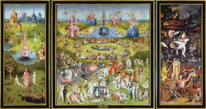 Ogród rozkoszy ziemskich, 1500s. autorstwa Hieronymus Bosch