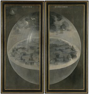Ogród rozkoszy ziemskich. Tryptyk, rewers: Stworzenie autorstwa Hieronymus Bosch