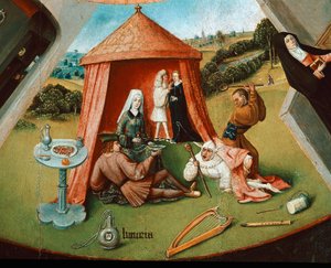 Pożądanie. Szczegół z tabeli siedmiu grzechów głównych (olej na drewnie) autorstwa Hieronymus Bosch