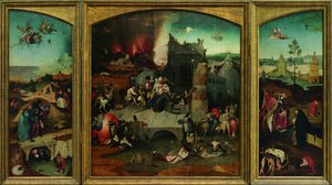 Kuszenie św. Antoniego. Reprodukcja w wysokiej rozdzielczości z Google Art Project. W lewym górnym rogu trzeba było ponownie zsamplować autorstwa Hieronymus Bosch