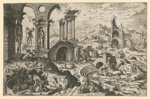 Święty Hieronim na tle ruin autorstwa Hieronymus Cock