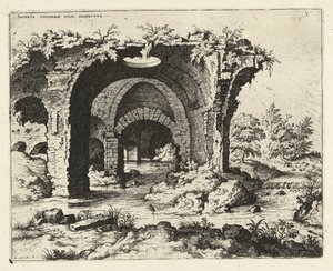 Widok ruin w Rzymie Incerte cvvs dam irvine prospekt emisyjny (tytuł dotyczący przedmiotu) Ruiny rzymskie (tytuł serii) autorstwa Hieronymus Cock