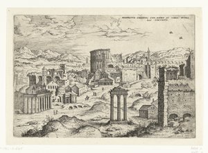 Gezicht op het Forum Romanum (tytuł na obiekcie) Ruiny rzymskie (tytuł serii) autorstwa Hieronymus Cock