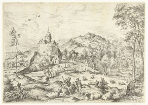 Merkury i Argus Pejzaże ze scenami biblijnymi i mitologicznymi (tytuł serii) autorstwa Hieronymus Cock