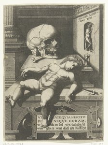 Przedstawienie Vanitas z dzieckiem i czaszką (Hodi mihi kras tibi / Dzisiaj ja, jutro ty)