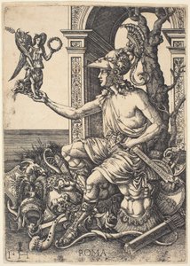 Personifikacja Rzymu autorstwa Hieronymus Hopfer after Giovanni Battista Palumba