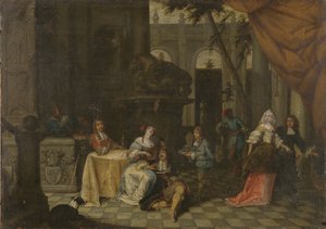 Elegancka firma na tarasie, 1669 autorstwa Hieronymus Janssens