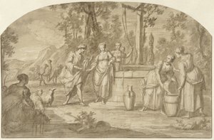 Eliezer i Rebeka przy studni autorstwa Hieronymus Lapis