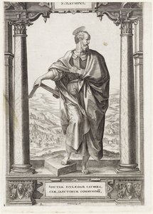 H. Mateusz S. Mathevs (tytuł na obiekcie) Chrystus i dwunastu apostołów i św. Paweł (tytuł serii) autorstwa Hieronymus Wierix