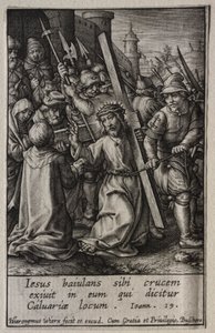 Pasja: Chrystus niosący krzyż autorstwa Hieronymus Wierix