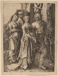 Dwie pary w lesie autorstwa Hieronymus Wierix after Lucas van Leyden