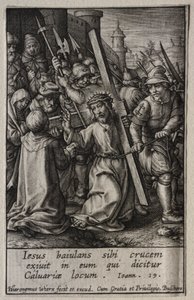 Pasja: Chrystus dźwigający krzyż. autorstwa Hieronymus or Jerome Wierix