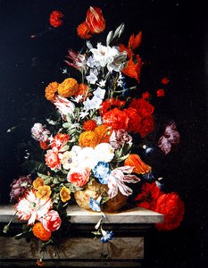 Mieszane kwiaty w pozłacanym wazonie (olej na panelu) autorstwa Hieronymus the Elder Galle