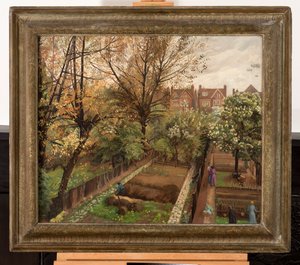 Wartime Garden, Finchley Road, Hampstead (olej na płótnie) autorstwa Hilda Carline