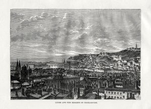 Lyon i wzgórza Croix-Rousse, Francja, 1879 autorstwa Hildibrand