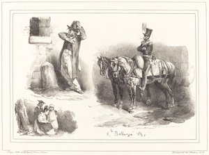 Trzy winiety autorstwa Hippolyte Bellange