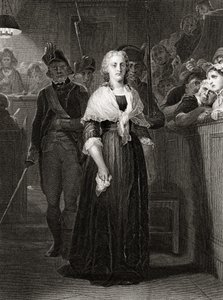Maria Antonina przed Trybunałem Rewolucyjnym, 14 października 1793, grawerowana przez Williama Frencha (ok. 1815-98)