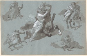 Nessus i Dejanira w czterech pozach i umierający Nessus autorstwa Hippolyte Lalaisse