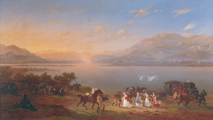 Cesarzowa Józefina (1763-1814) przybywająca z wizytą do Napoleona (1769-1821) we Włoszech nad brzegiem jeziora Garda