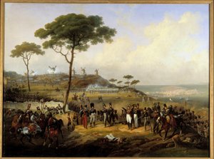 Wyprawa z Hiszpanii w 1823 r.: „” Zdobycie szańców św. Małgorzaty przed Coruñą 5 lipca autorstwa Hippolyte Lecomte