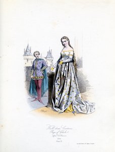 Szlachetna kobieta w pełnym stroju autorstwa Hippolyte Louis and Polydore Pauquet